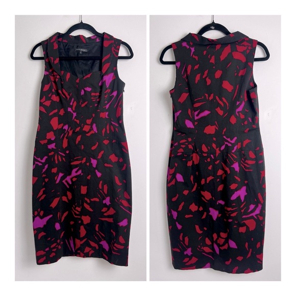 David Meister Dresses & Skirts - David Meister Black With Jewel Tone Print Sweetheart Neckline Sheath Dress 4